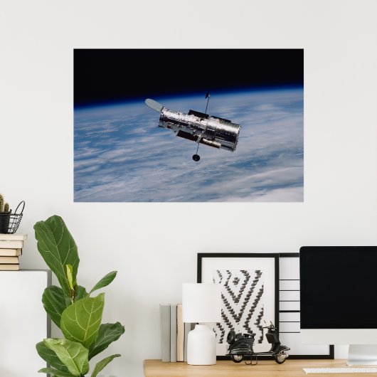 Poster Télescope spatial Hubble et Terre (Bureau à domicile)