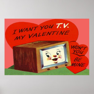 Poster Télévision vintage Coeur Valentine