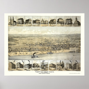 Poster Tell City, IN Panoramic Map - 1870's