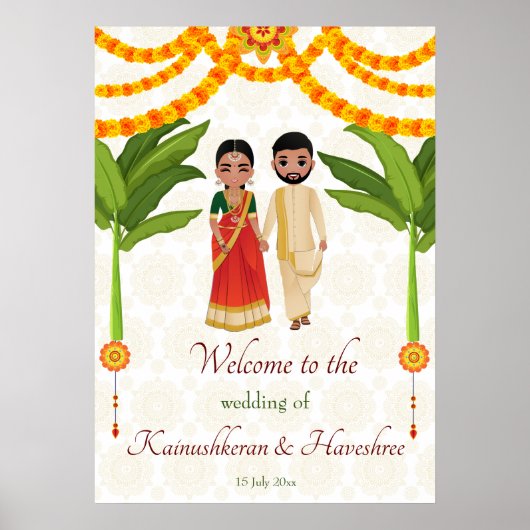 Poster Telugu Tamil mariage marigolds bananier accueil (Devant)