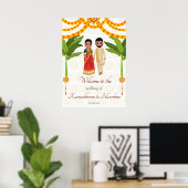 Poster Telugu Tamil mariage marigolds bananier accueil (Bureau à domicile)