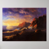 Poster Tempest, Coucher de soleil, art de Ivan Aivazovsky (Devant)