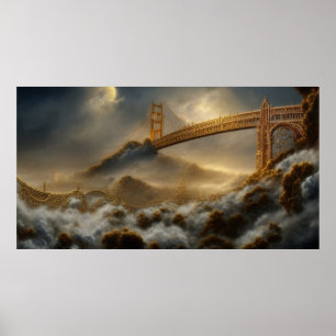 Poster Tempête Abstraite du paysage le pont Golden Gate