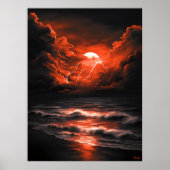Poster Tempête au-dessus de la lune de Crimson - Monochro (Devant)