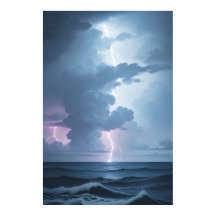 Tempête de foudre avec océan