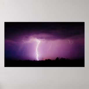 Poster Tempête de foudre du ciel pourpre