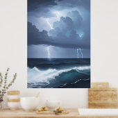 Poster Tempête de la foudre et océan (Cuisine)