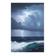 Tempête de la foudre et océan