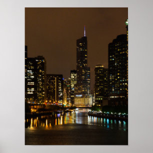 Poster Tempête de nuit de Chicago River