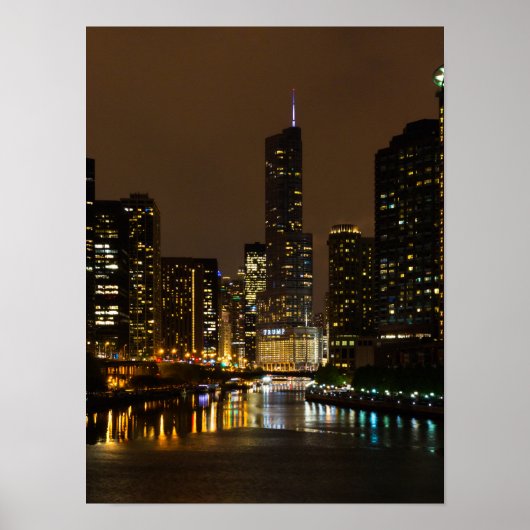 Poster Tempête de nuit de Chicago River (Devant)