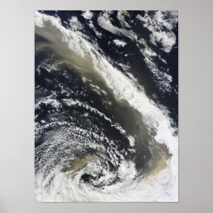Poster Tempête de poussière soufflant au-dessus de la mer