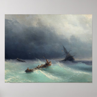 Poster Tempête en mer