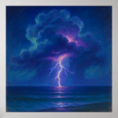 Poster Tempête maritime éclair - Style de peinture pastel (Devant)
