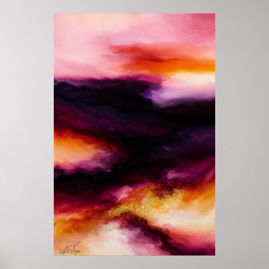 Poster Tempête Prismatique Abstrait Feu (Devant)
