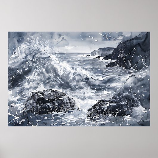 Poster Tempête sur la côte galloise (Devant)