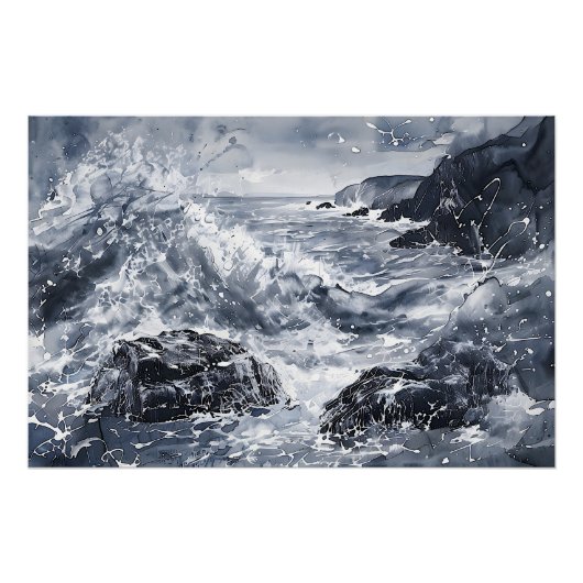 Poster Tempête sur la côte galloise (Devant)