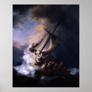 Poster Tempête sur la mer de Galilée par Rembrandt van 