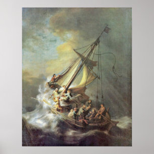 Poster Tempête sur la mer de Galilée par Rembrandt van Ri
