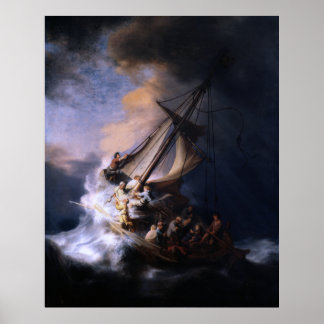 Poster Tempête sur la mer de Galilée par Rembrandt van Ri