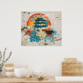 Poster Temple asiatique Pagode et soleil imprimé personna (Cuisine)