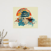 Poster Temple asiatique Pagode et soleil imprimé personna (Cuisine)