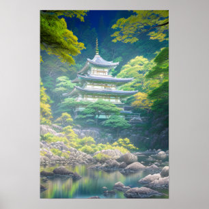 Poster Temple blanc dans la forêt