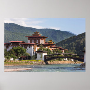 Poster Temple bouddhiste au bord de la rivière