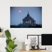Poster Temple bouddhiste au coucher du soleil (Bureau à domicile)