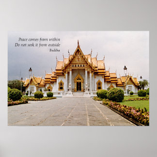 Poster Temple bouddhiste de marbre d'or avec la paix