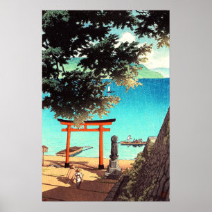 Poster Temple Chuzenji à la plage Utagahama Kawase Hasui 