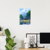 Poster Temple dans la forêt verdoyante (Bureau à domicile)