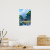 Poster Temple dans la forêt verdoyante (Cuisine)