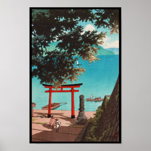 Poster Temple de Chuzenji à la plage Hasui Kawase