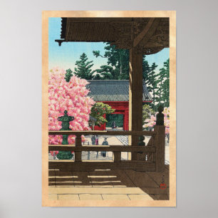 Poster Temple de Fudô dans Meguro, art de Tokyo Hasui