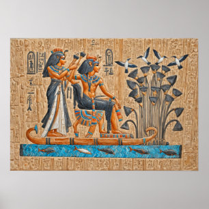 Poster Temple de Hatshepsut, Bateaux pharaoniques