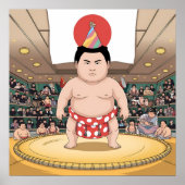 Poster Temple de sumo dans le drapeau japonais dohy (Devant)