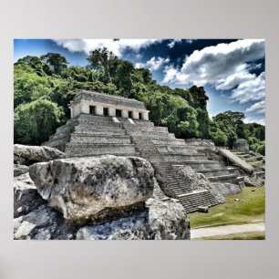 Poster Temple des Inscriptions, Palenque, Mexique