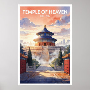 Poster Temple du Ciel Chine Voyage Vintage