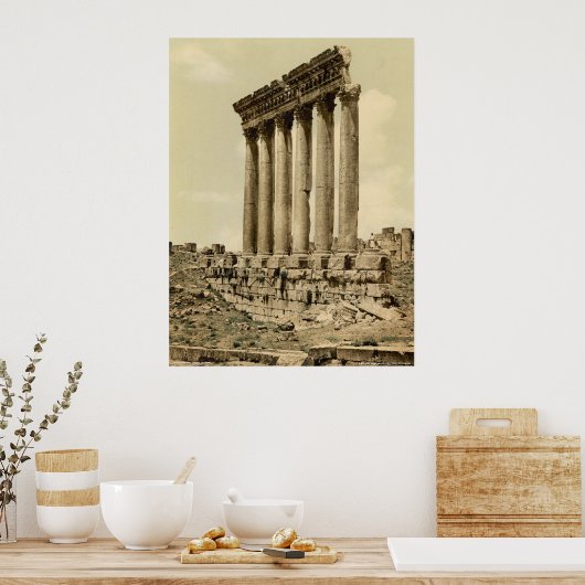 Poster Temple du Soleil, vue latérale, Baalbek, Terre Sai (Cuisine)