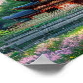 Poster Temple en bois au coeur de la nature (Coin)