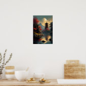 Poster Temple et Pagode au bord du lac (Cuisine)