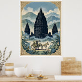 Poster Temple hindou vintage de Prambanan Java Indonésie (Cuisine)