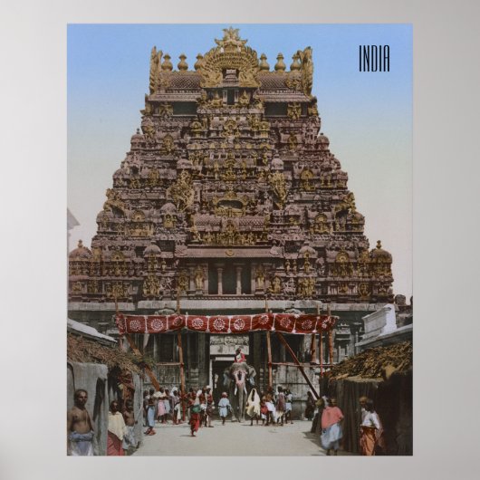 Poster Temple hindouiste à Madurai, Inde (1890) (Devant)