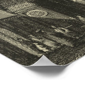 Poster Temple impérial asiatique en noir et blanc (Coin)