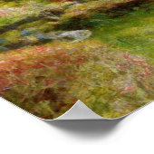 Poster Temple japonais rouge à côté d'un étang (Coin)