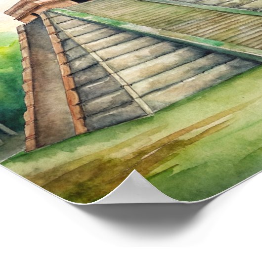 Poster Temple maya de Chichen Itza au Mexique Peinture (Coin)