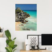 Poster Temple maya et mer des Caraïbes (Bureau à domicile)