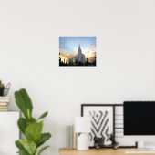 Poster Temple Mormon Oquirrh Mountain utah coucher de sol (Bureau à domicile)
