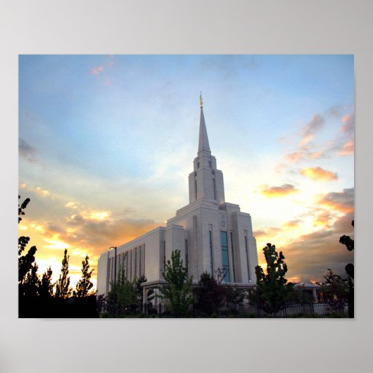 Poster Temple Mormon Oquirrh Mountain utah coucher de sol (Devant)