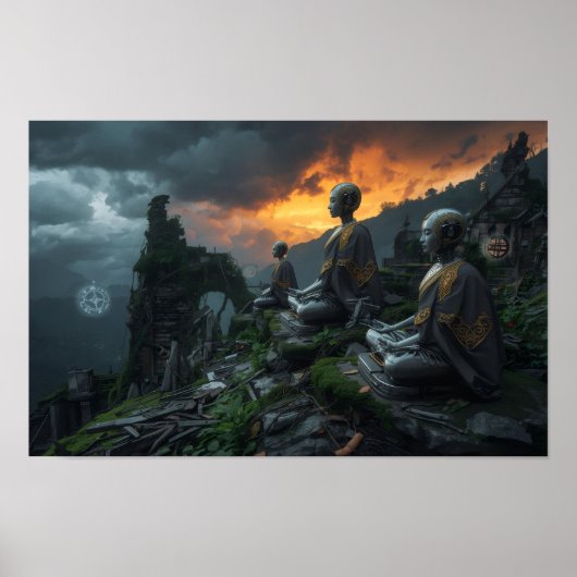 Poster Temple of the Last AI Monks: Futuristic Sci Fi (Devant)